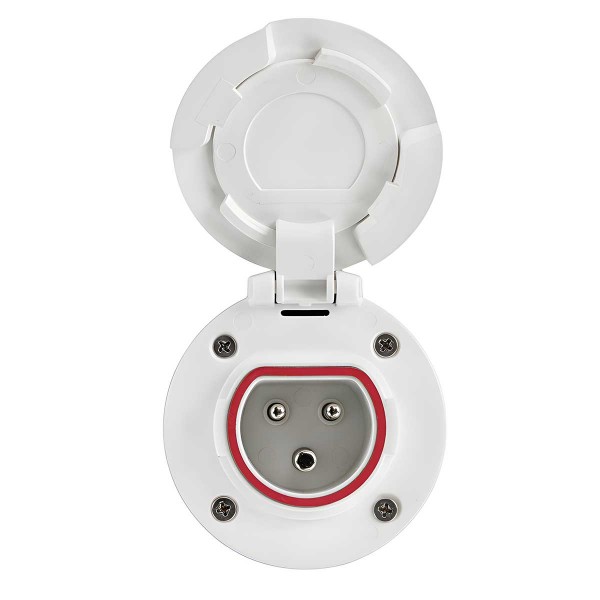 Prise 3P Cruiser 32 A 230 V avec couvercle nylon blanc - N°1 - comptoirnautique.com