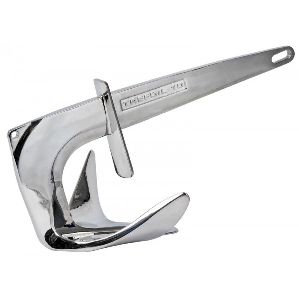 Ancre Trefoil inox avec plaque contre l'eau 15 kg  - N°1 - comptoirnautique.com