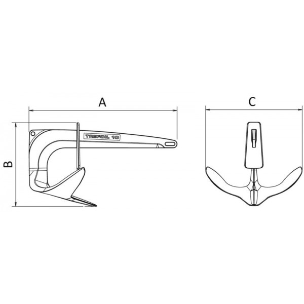 Ancre Trefoil inox avec plaque contre l'eau 15 kg  - N°5 - comptoirnautique.com