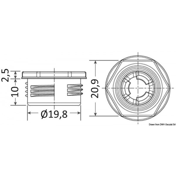 Standard-Clip mit Loch 20 mm Delahousse Quick- Fit - N°2 - comptoirnautique.com