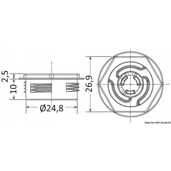 Clip auto-aligning hole 25 mm Delahousse Quick- Fit - N°2 - comptoirnautique.com