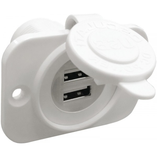Doppelter USB-Stecker weiß Hintere Mutter + Panel - N°1 - comptoirnautique.com