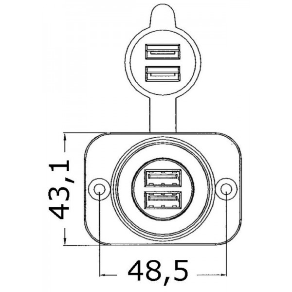Doppelter USB-Stecker weiß Hintere Mutter + Panel - N°2 - comptoirnautique.com