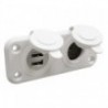 Encendedor-puros + doble USB blanco 