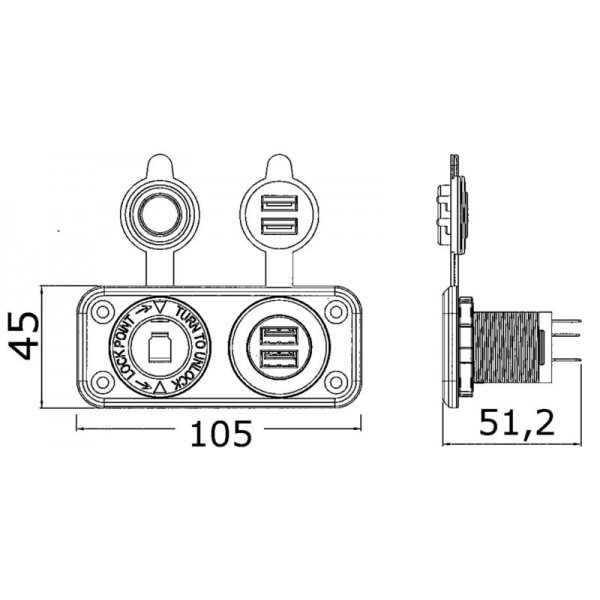 Zigarettenanzünderbuchse-Zigarren + Doppel-USB weiß  - N°2 - comptoirnautique.com