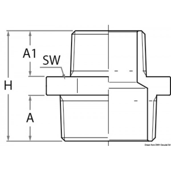 Embout réduit M-M en bronze GUIDI 2"1/2 x 2"  - N°3 - comptoirnautique.com
