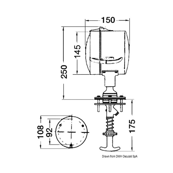 Proyector orientable DHR 12 V 145 mm para interiores - N°2 - comptoirnautique.com