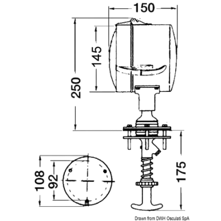Projecteur orientable l'intérieur DHR 12 V 145 mm OSC-13.242.12 Osculati