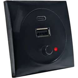 Schwarze 12/24-V-USB-Buchse
