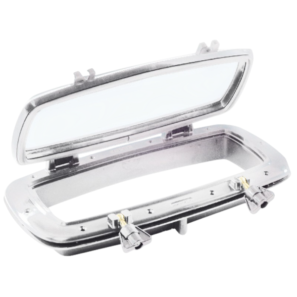 White stainless steel porthole with nylon counter-flange 320 x 120 mm - N°1 - comptoirnautique.com