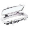White stainless steel porthole with nylon counter-flange 320 x 120 mm