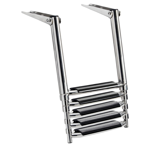 Escalera telescópica ancha AISI316 negra 5 peldaños - N°4 - comptoirnautique.com