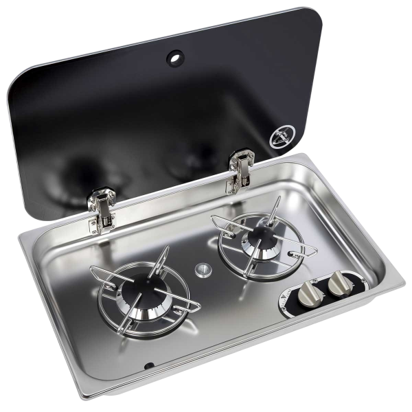 Plaque de cuisson inox avec couvercle fumé NL.21002 OSC-50.715.02 Navy Load - N°2 - comptoirnautique.com