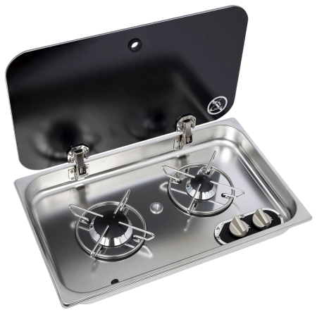 Plaque de cuisson inox avec couvercle fumé NL.21002 OSC-50.715.02 Navy Load