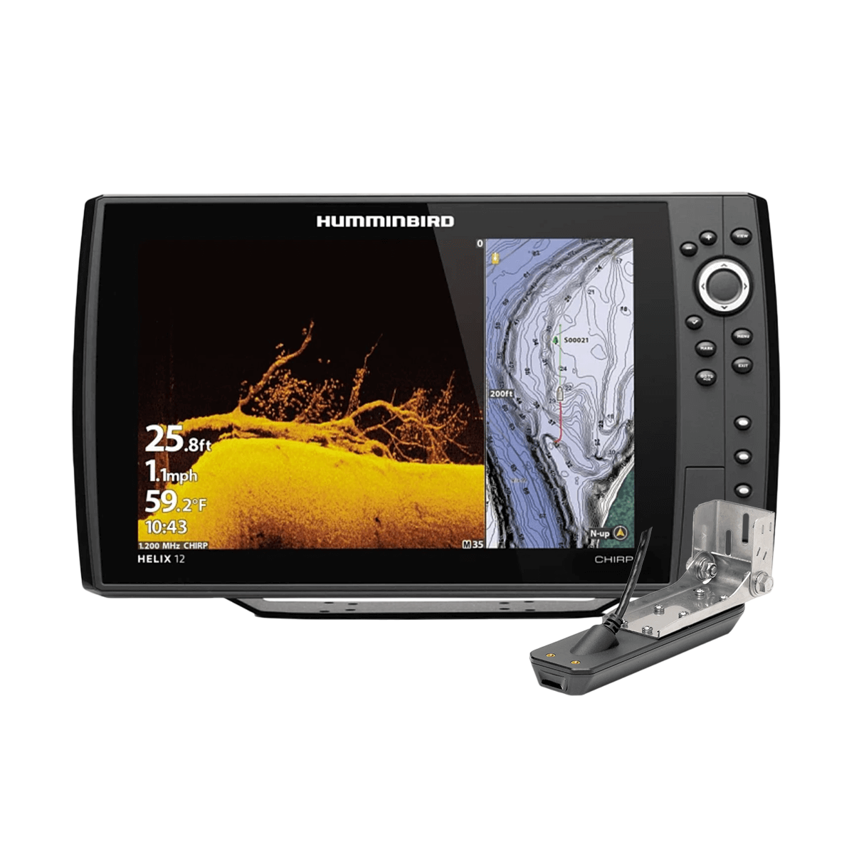 Helix 12 G4N CHIRP MEGA SI+ + sonde tableau arrière - Reconditionné H12G4N-CMSI+TA-R Humminbird
