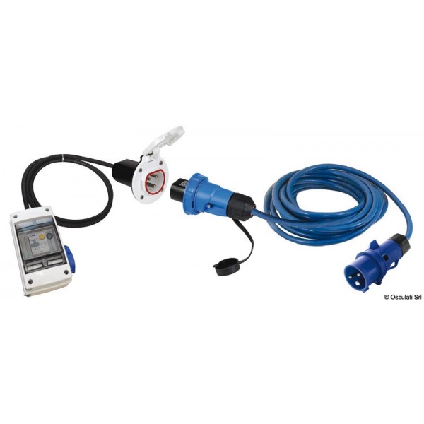 Kit tableau électrique 220 V avec prise blanche inox Cruiser – 16 A - N°1 - comptoirnautique.com
