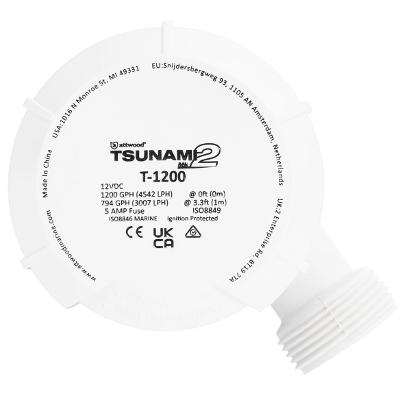 Pompe de cale Tsunami T1200 - 12V - 75 L/min - N°4 - comptoirnautique.com
