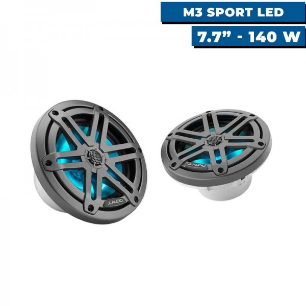 Haut-parleurs M3 Sport avec LED 7.7" - 140w gris - N°13 - comptoirnautique.com