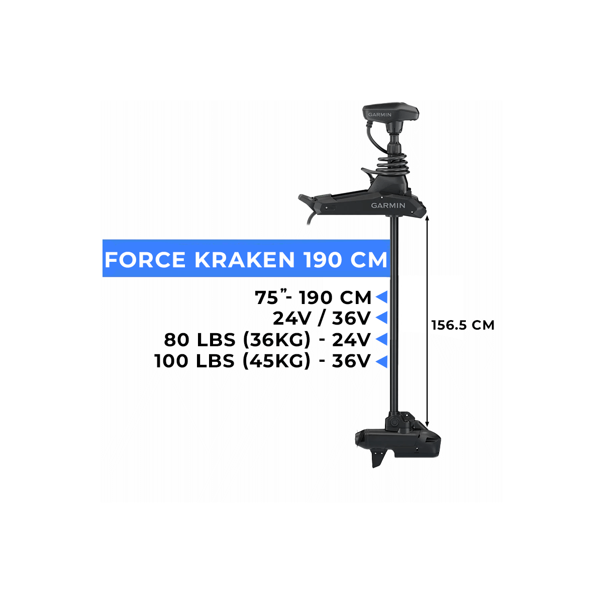 010-02573-10 - Moteur avant Garmin Force Kraken 75" (190 cm) pour 24.94 kg