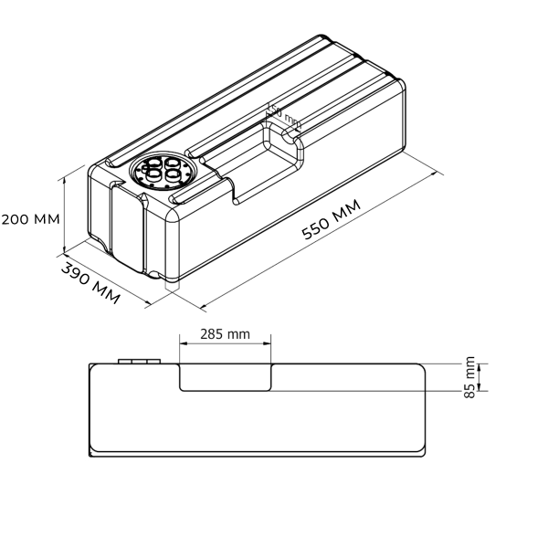 Serbatoio di stoccaggio delle acque reflue da 35L + pompa di scarico - 12V - 19 L/min - N°2 - comptoirnautique.com