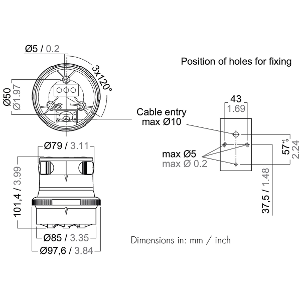 Feu de hune LED Série 34 - 225° 12-24V - N°4 - comptoirnautique.com