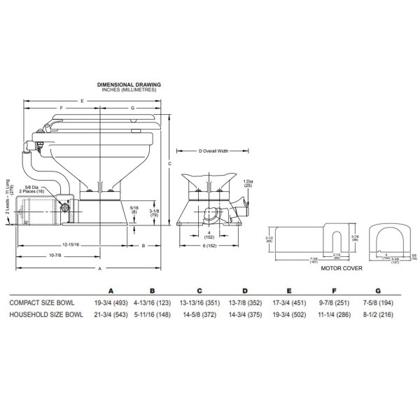WC elettrico classico 12V - Vaso compatto - N°23 - comptoirnautique.com