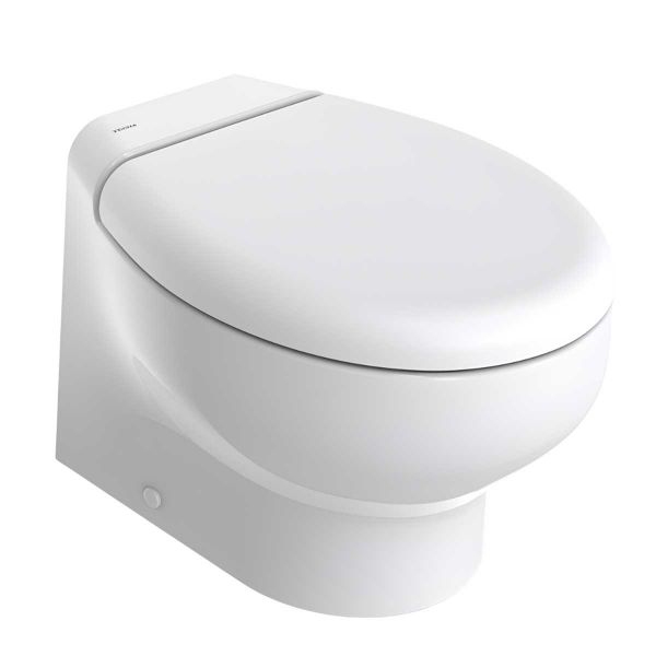 WC Elettrico Osculati 24V Con Smerigliatrice - Sedile In Legno E Porcellana Bianca Per Imbarcazioni