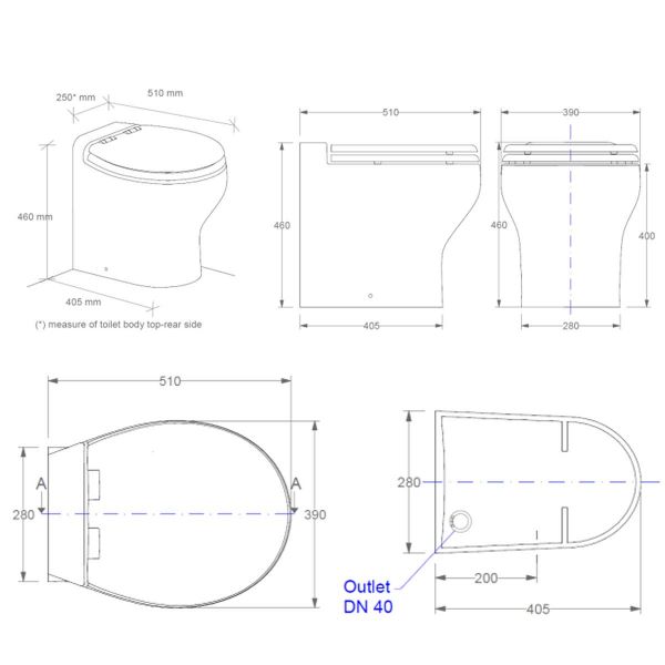 dimensions WC électrique Silence Plus 2G - N°7 - comptoirnautique.com