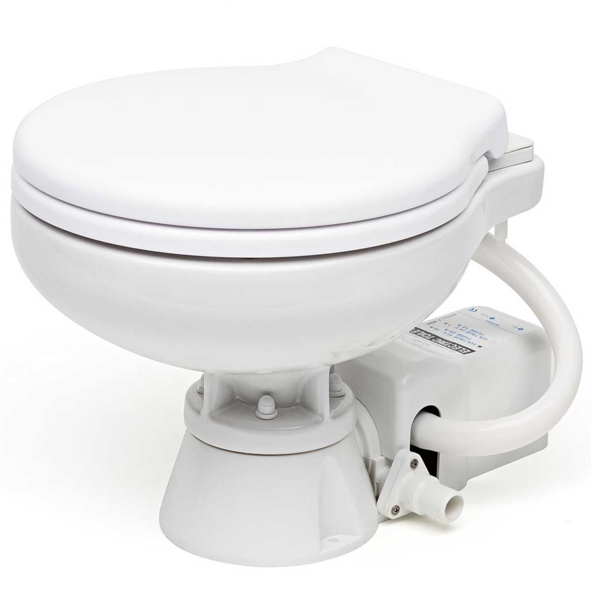 WC électrique Space Saver avec siège en plastique blanc 12V