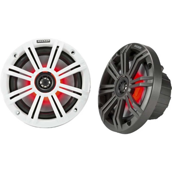2 altoparlanti-altoparlanti da 6,5'' con griglia bianca e nera - LED - N°2 - comptoirnautique.com