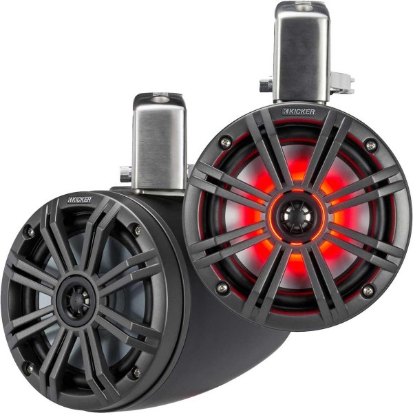 2 Lautsprecher mit 6.5''-Konus - KMTC 65W LED - Schwarz - Stangenmontage - N°12 - comptoirnautique.com