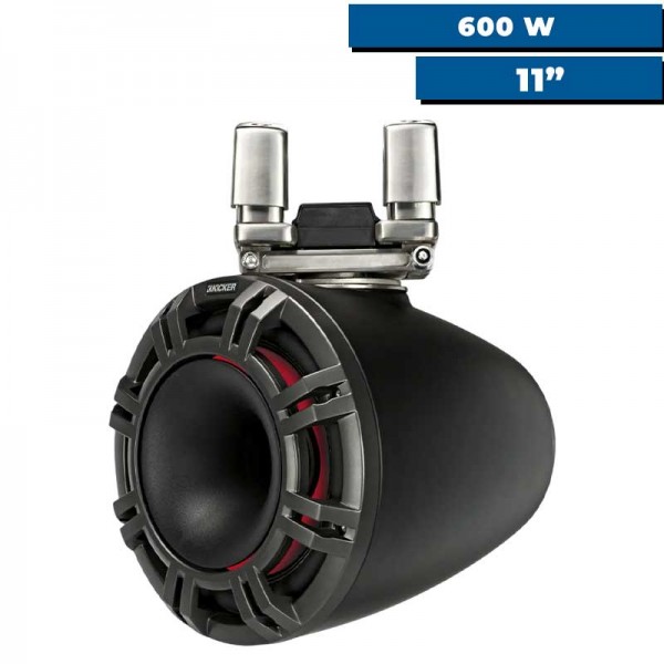 2 Lautsprecher mit 6.5''-Konus - KMTC 65W LED - Schwarz - Stangenmontage - N°7 - comptoirnautique.com