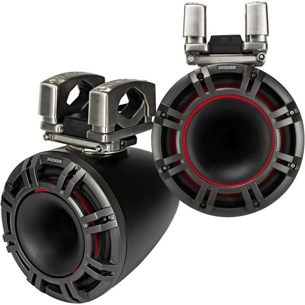 2 Lautsprecher mit 6.5''-Konus - KMTC 65W LED - Schwarz - Stangenmontage - N°37 - comptoirnautique.com