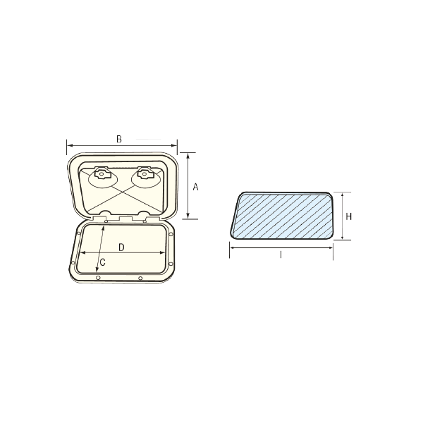 KROME access hatch - 353 x 606 mm - White - N°2 - comptoirnautique.com