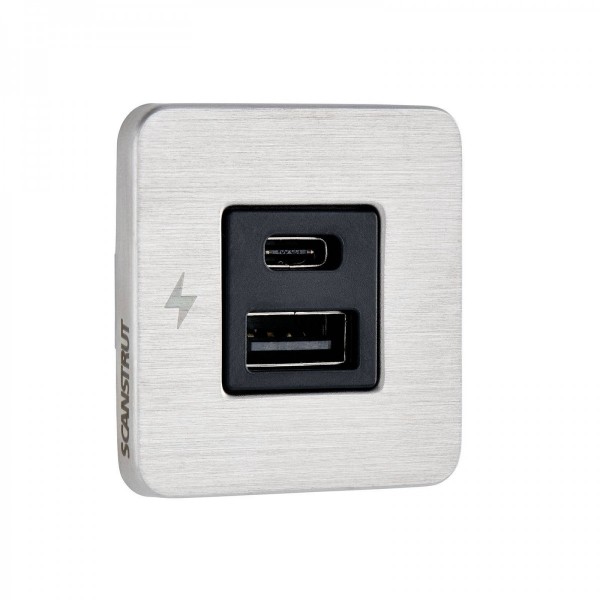 Chargeur pour intérieur USB-A / USB-C - Acier inoxydable - N°3 - comptoirnautique.com