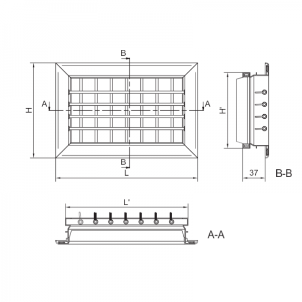 Grelha de ventilação de 4 vias - 300 x 100 mm - Alumínio - N°2 - comptoirnautique.com