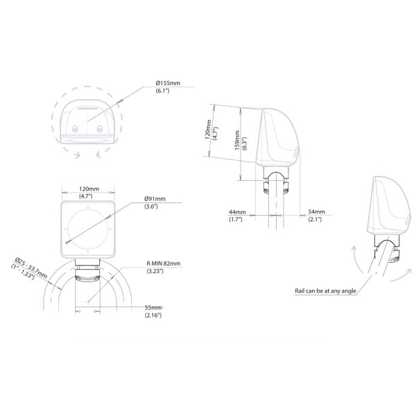 Riel Pod montado en tubo - Para pantalla Pod 1 - N°4 - comptoirnautique.com