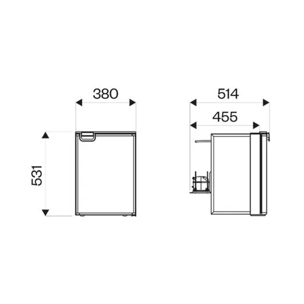 Réfrigérateur / Congélateur Cruise Classic Line 49L Total Black dimensions - N°6 - comptoirnautique.com