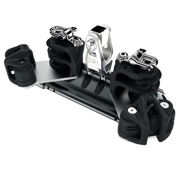 Carro con rodamiento de bolas T2 con eje cardán, poleas dobles, anilla y cornamusa - N°2 - comptoirnautique.com