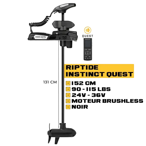 Moteur avant Minn Kota RIPTIDE INSTINCT QUEST mer + télécommande - noir - 152 cm - 24V/36V - 90/115LBS - N°3 - comptoirnautique.com
