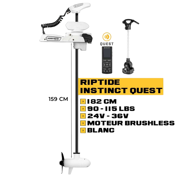Moteur avant Minn Kota RIPTIDE INSTINCT QUEST mer + télécommande - blanc - 182 cm - 24V/36V - 90/115LBS - N°4 - comptoirnautique.com