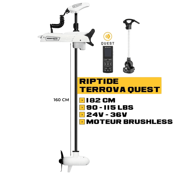 Moteur avant Minn Kota RIPTIDE TERROVA QUEST + télécommande - 182 cm - 24V/36V - 90/115LBS - eaux salées - N°3 - comptoirnautique.com