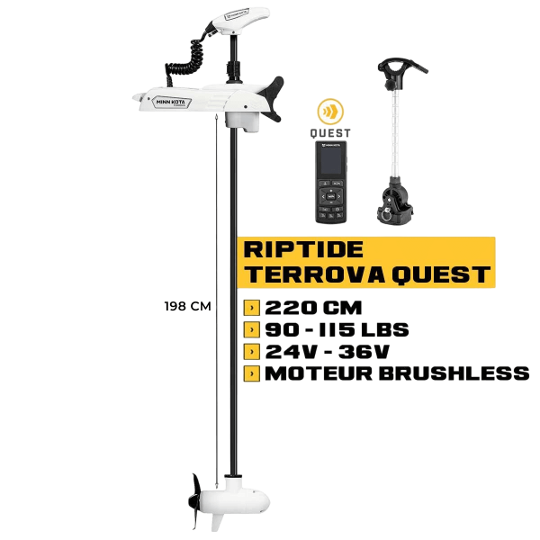 Moteur avant Minn Kota RIPTIDE TERROVA QUEST + télécommande - 220 cm - 24V/36V - 90/115LBS - eaux salées - N°4 - comptoirnautique.com