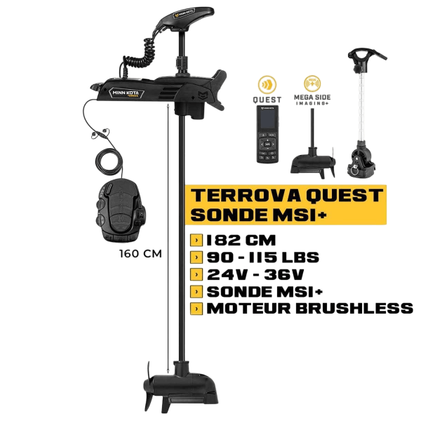 Moteur avant Minn Kota TERROVA QUEST 182 cm + sonde MSI+ + pédale + télécommande - 24V/36V - 90/115LBS + kit stab - N°4 - comptoirnautique.com