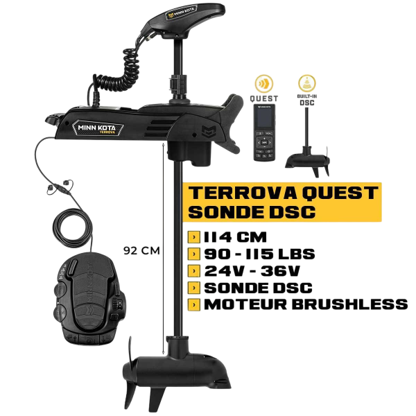 Moteur avant Minn Kota TERROVA QUEST 114 cm + sonde DSC + pédale + télécommande - eaux douces - 24V/36V - 90/115LBS - N°2 - comptoirnautique.com