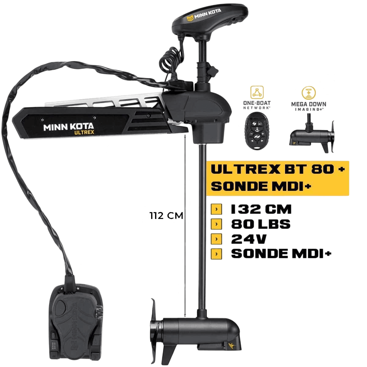 MK-1368893 - Moteur avant Minn Kota ULTERRA 80 Lbs GPS 24V 132 cm + sonde MDI+ avec micro-télécommande et pédale