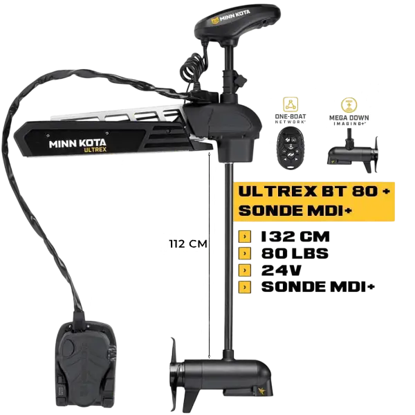 MK-1368893 - Moteur avant Minn Kota ULTERRA 80 Lbs GPS 24V 132 cm + sonde MDI+ avec micro-télécommande et pédale - N°3 - comptoirnautique.com