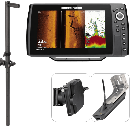 Pack complet Humminbird Helix 10 G4N MSI+ + Sonde Mega Live Imaging + sonde tableau arrière + perche de sonde 1m