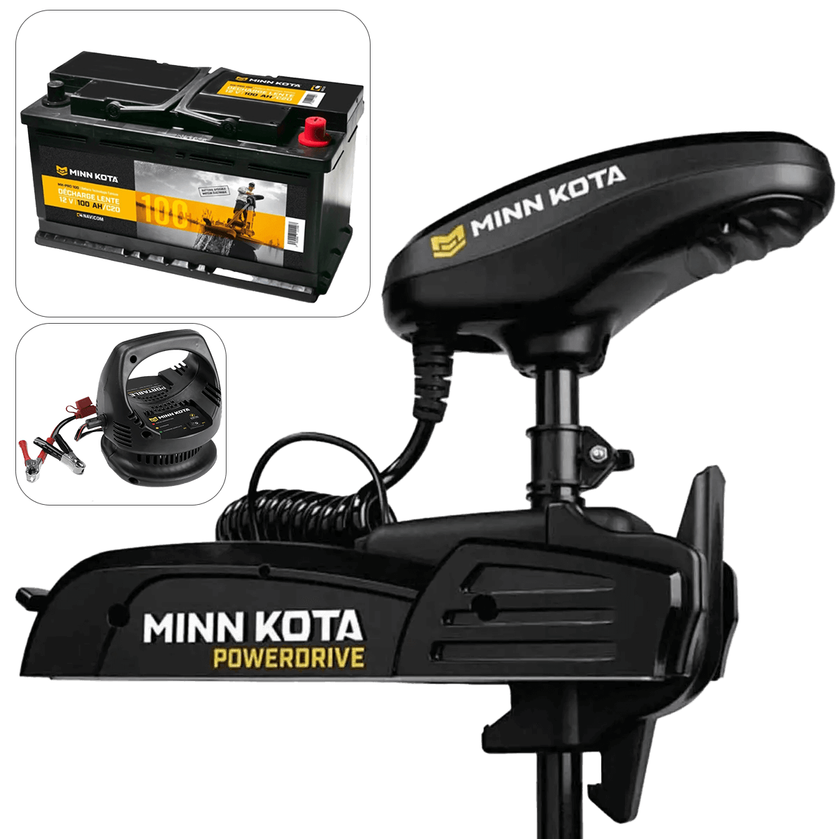 Pack moteur avant POWERDRIVE 45 Lbs + Batterie 12V 100A + chargeur portable