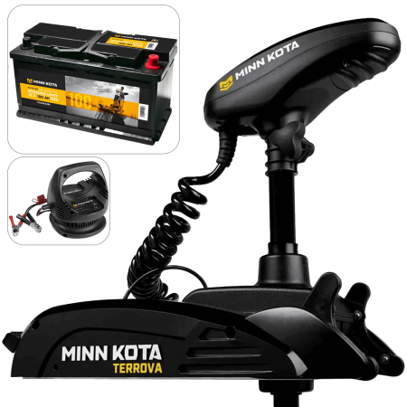 Pack moteur avant TERROVA 55 Lbs GPS + Batterie Pro Minn Kota 12V + chargeur portable 12V